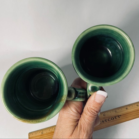Green & brown handmade pottery mugs Calhoun - Picture 2 of 6